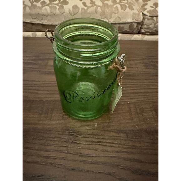 Vintage Green Glass Preservatives Jar - Picture 1 of 9